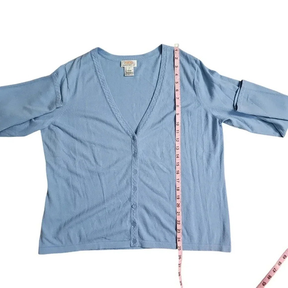 Talbots Petites 2X Baby Blue Vintage Cozy Preppy Soft Classic Button Up Cardigan - Picture 7 of 7